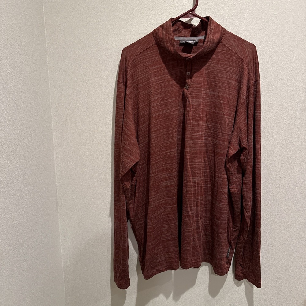 Ex officio Long Sleeve Shirt Men's 2XL Rust Snap Neck Zip Pocket